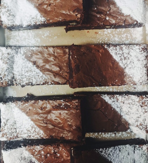 portioned brownie on counter top