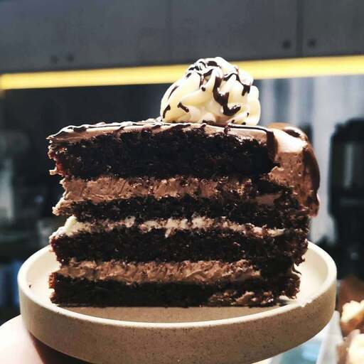 slice of chocolate fudge cake
