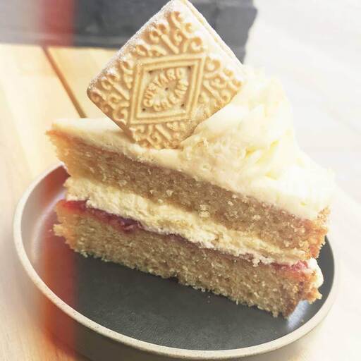 a slice of custard cream cake