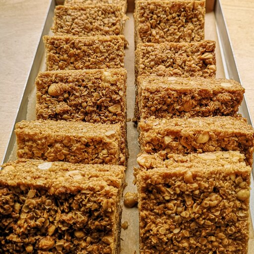 portioned flapjack with hazelnuts