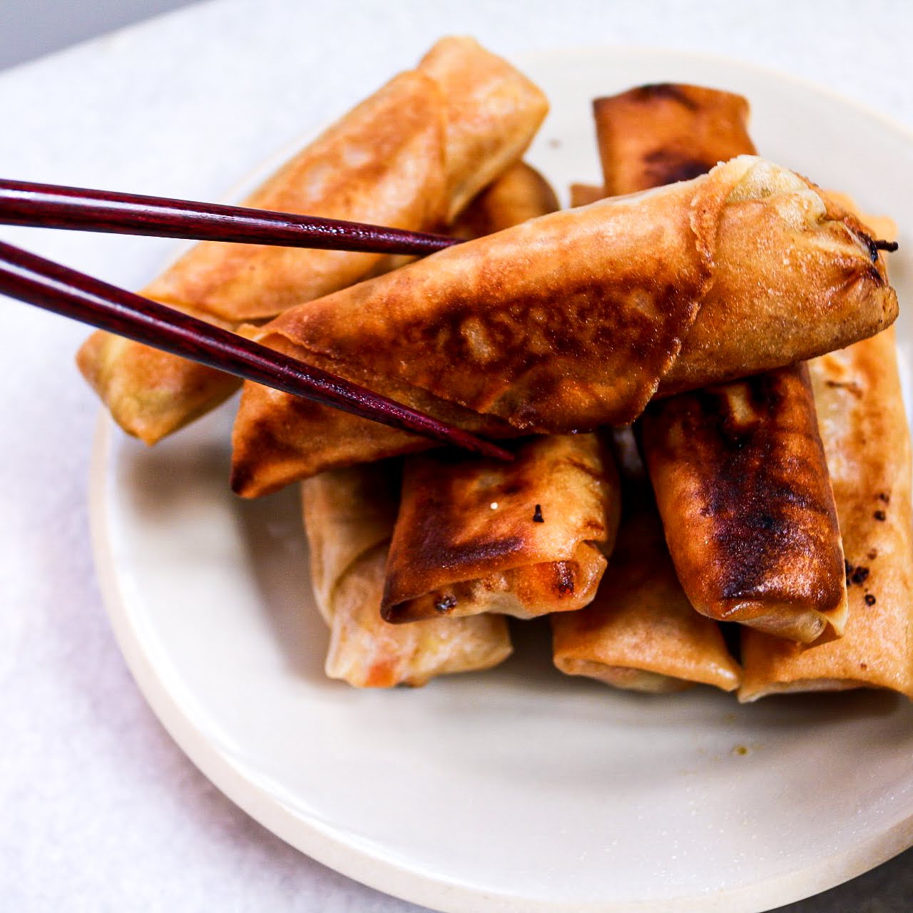 close up of the spring rolls